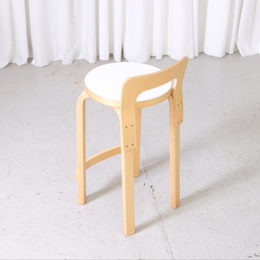 Artek K65 Bar Stool in Birch and White Laminate