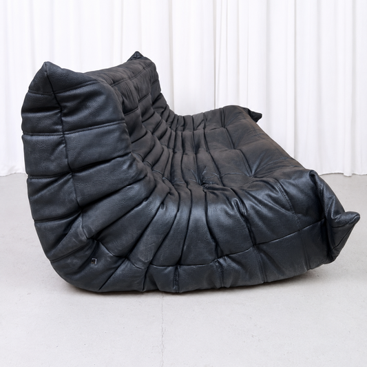 Ligne Roset Togo Sofa Set in Black Leather