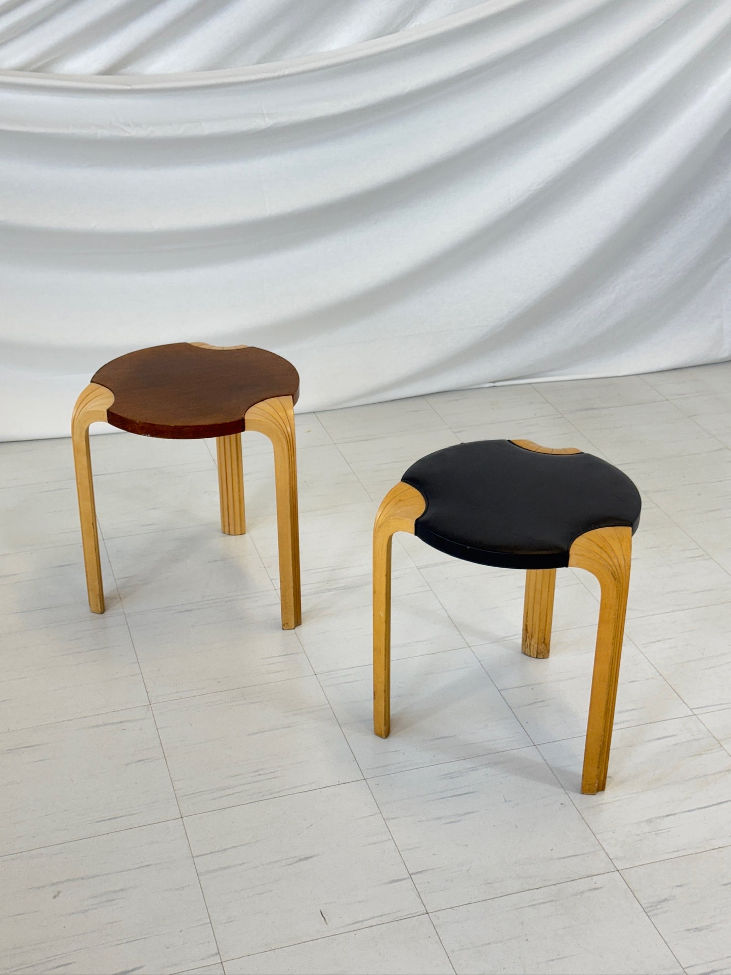 Artek "Fan Leg" Stools Pair