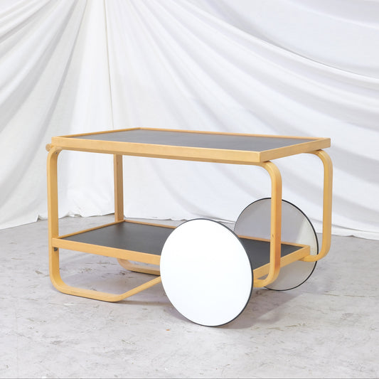 Alvar Aalto 901 Tea Trolley in Black Linoleum