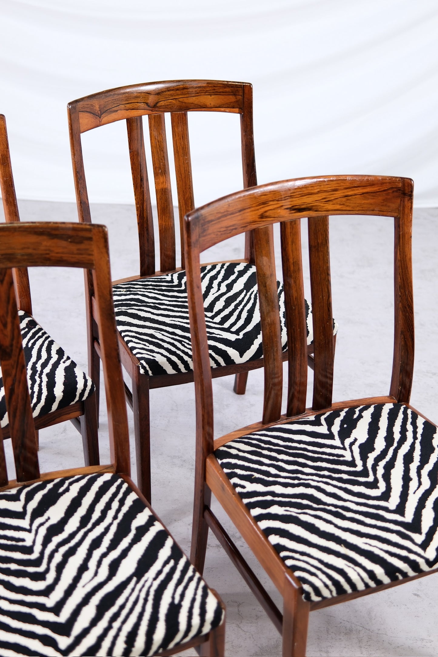Vintage Rosewood Dining Chairs Zebra Upholstery