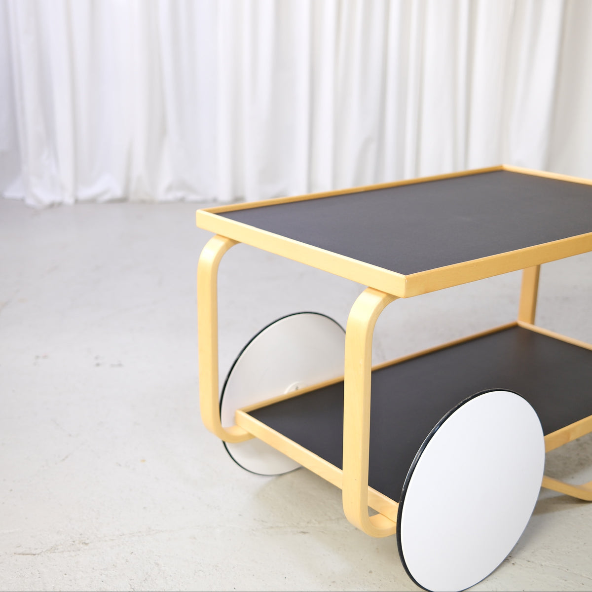Artek 901 Tea Trolley in Black Linoleum by Alvar Aalto