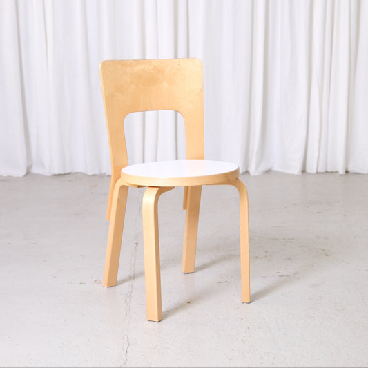 Alvar Aalto Artek 66 Chairs with White Laminate Seats