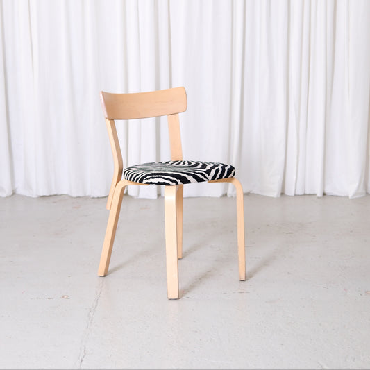 Alvar Aalto Artek Chair 69 in Birch with Zebra Upholstery
