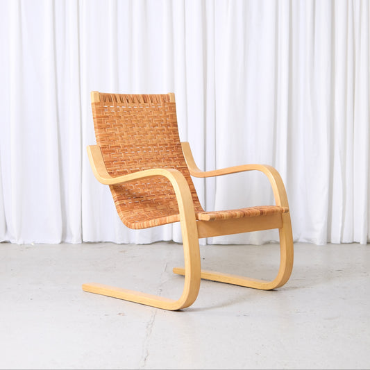 Alvar Aalto 406 Lounge Chairs with Rattan for Artek