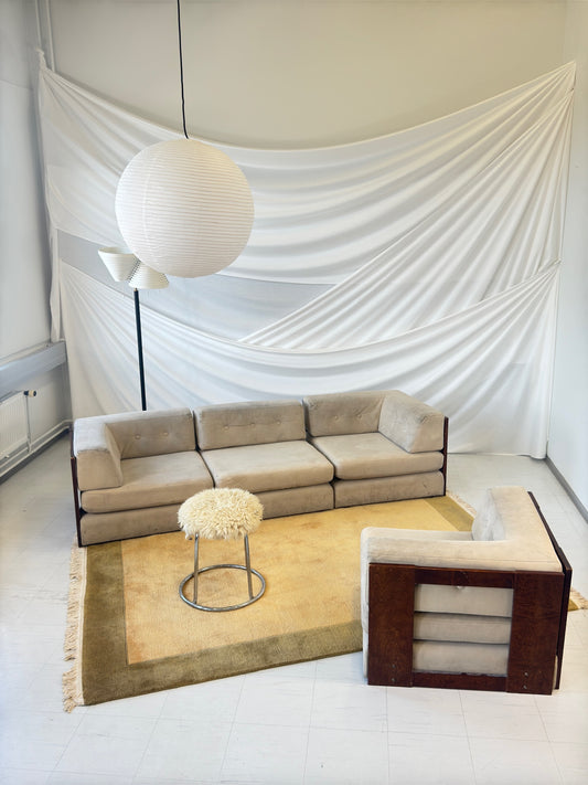 Vilka Modular Sofa with Wooden Frame and Alcantara Upholstery