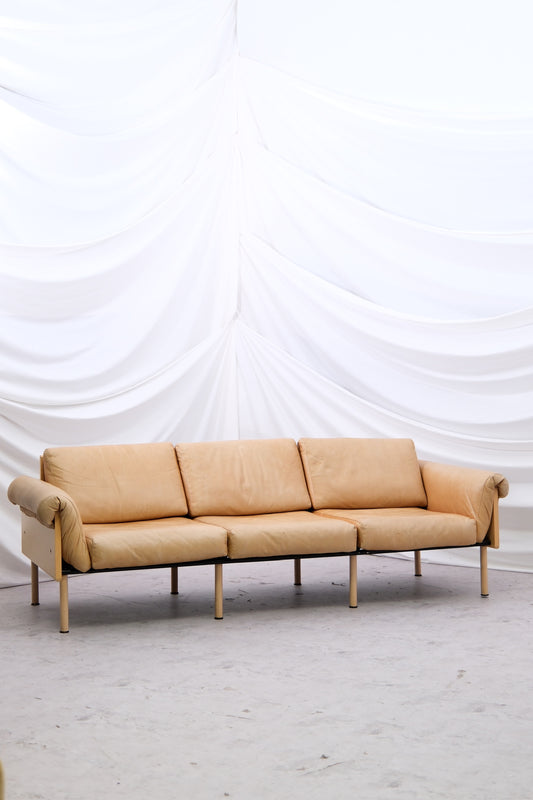 Yrjö Kukkapuro Ateljee 3 Seater Sofa in Beige Leather