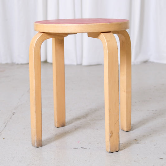 Alvar Aalto Artek E60 Stool - Red Linoleum