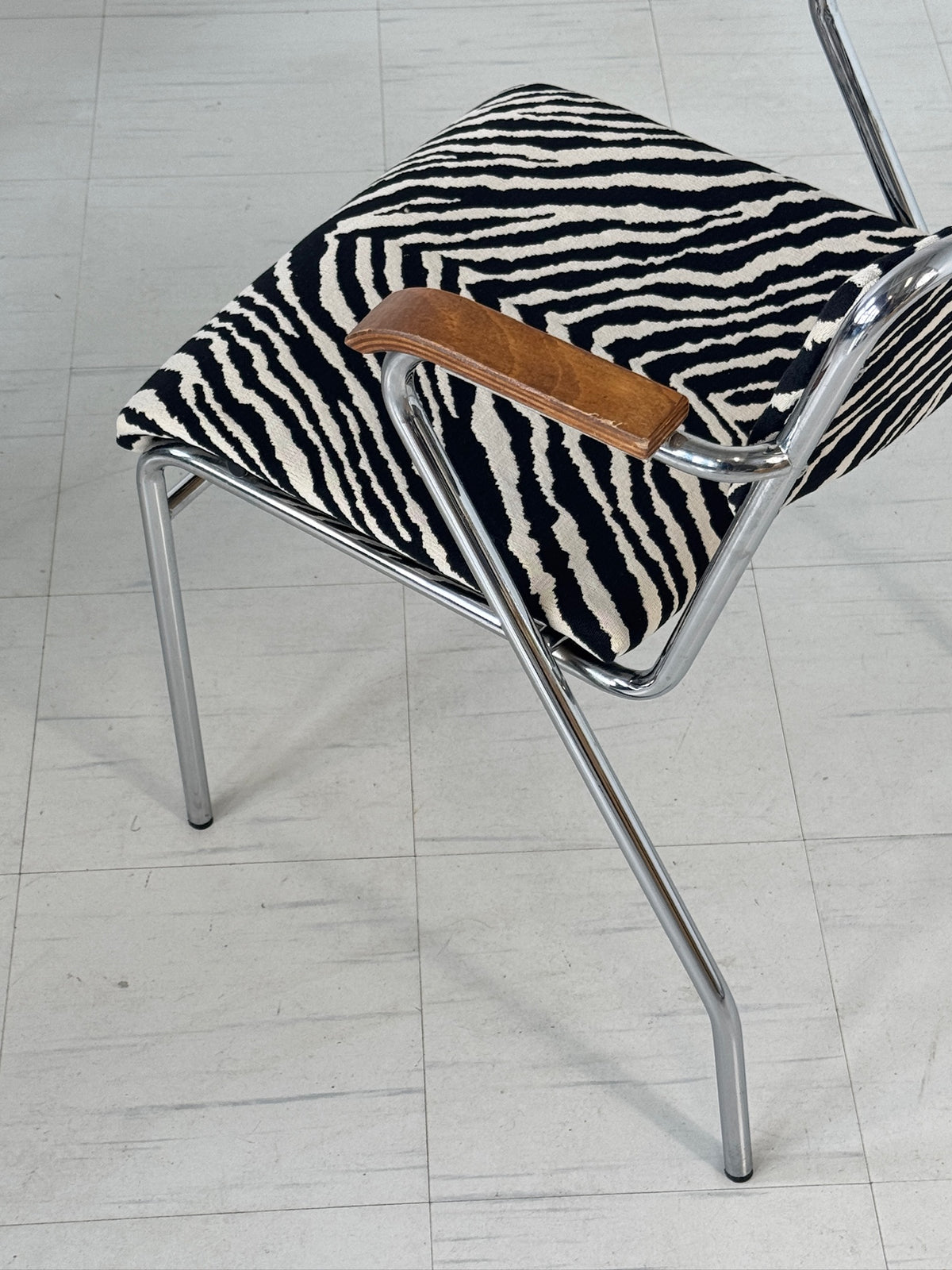 Vintage-teräsputkituolit, Zebra-verhoilu, 10 kpl