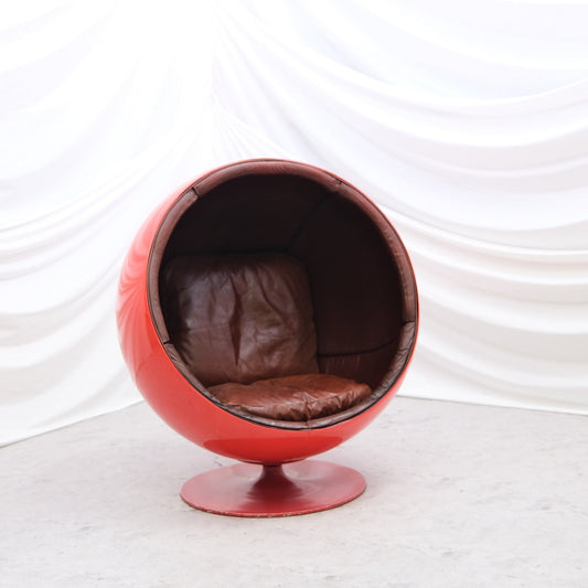 Eero Aarnio Ball Chair Brown leather - Asko 1960s