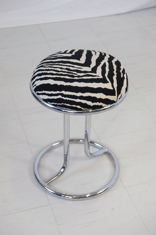 Vintage Chrome Zebra Stool