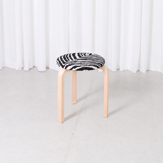 Artek Stool 60 with Zebra Upholstery