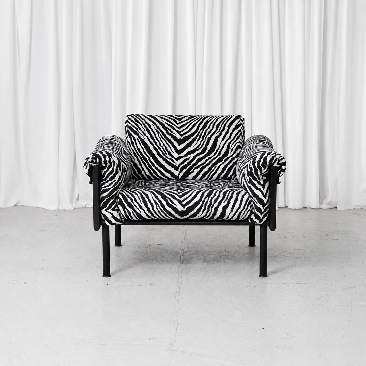 Yrjö Kukkapuro Ateljee Armchair with Zebra Upholstery, Black Frame