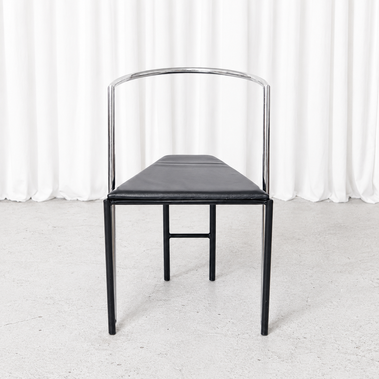 Vintage Chrome and Black Leather Dining Chairs