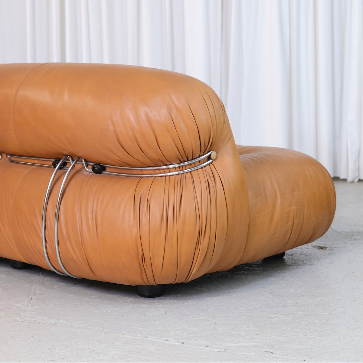 Tobia Scarpa Soriana Sofa in Cognac Leather for Cassina