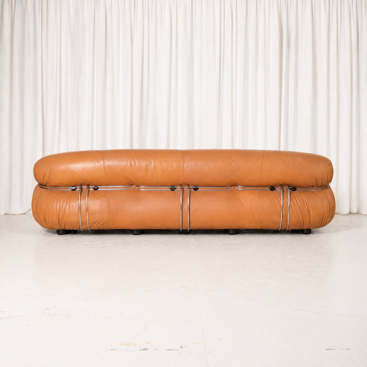Tobia Scarpa Soriana Sofa in Cognac Leather for Cassina
