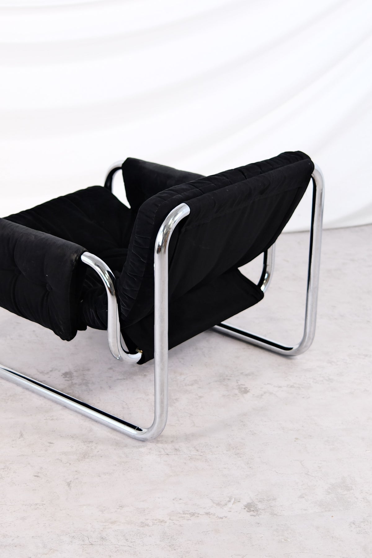 IKEA Borkum Armchair, Black Velvet, Johan Bertil Häggström, 1970s