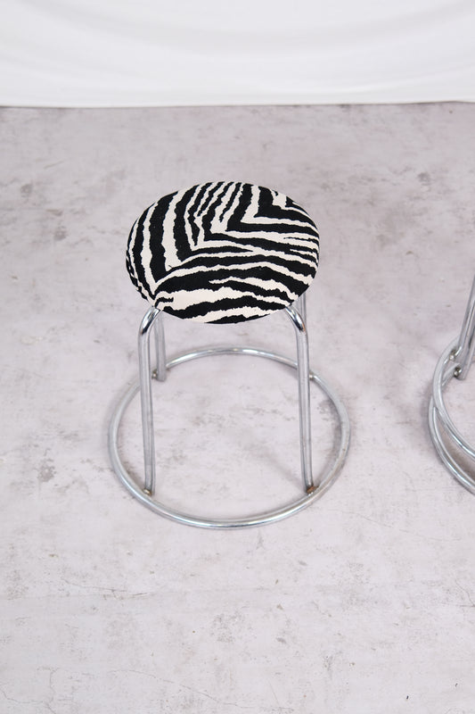 Vintage Zebra Chrome Stools