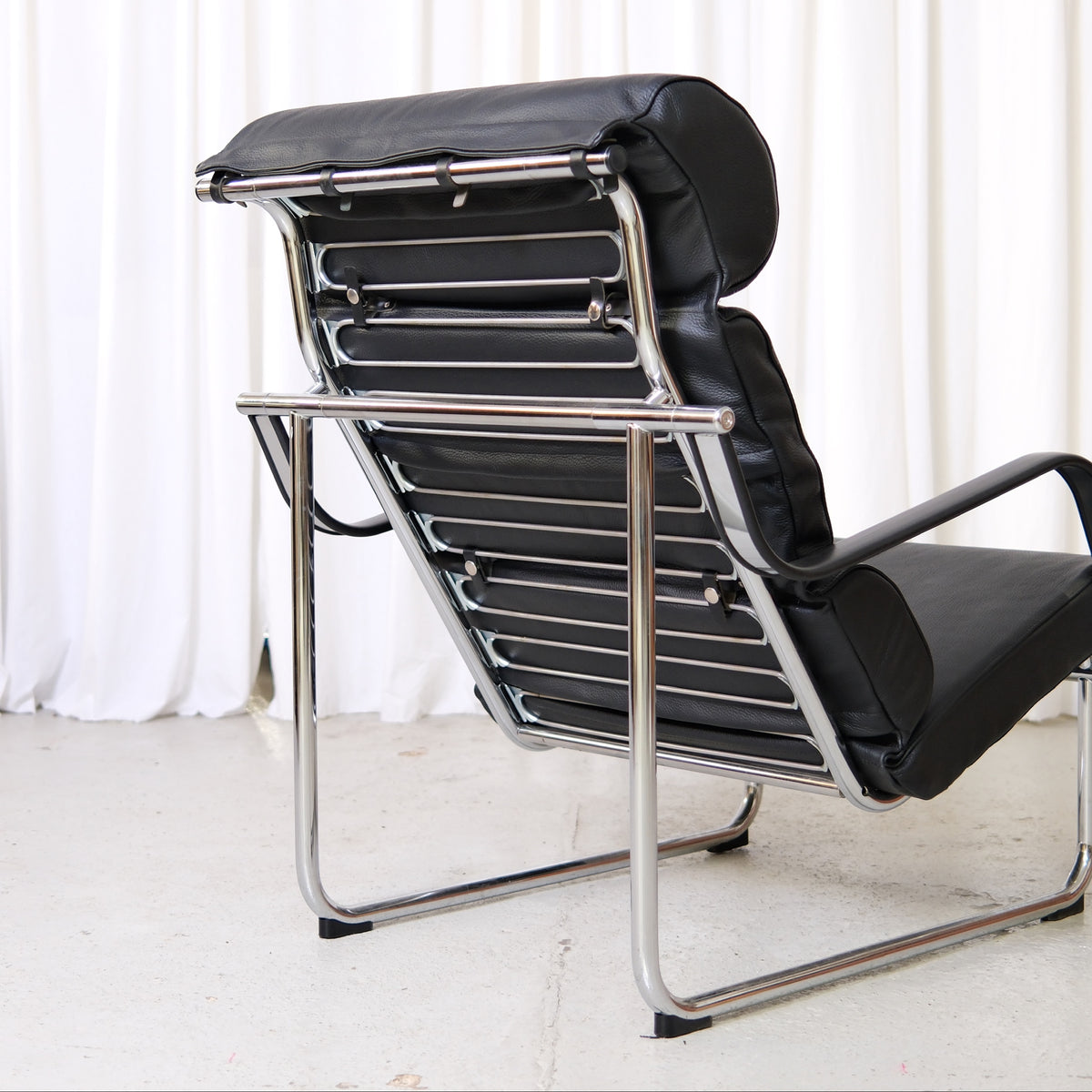 Yrjö Kukkapuro Remmi Lounge Chair and Ottoman in Black Leather