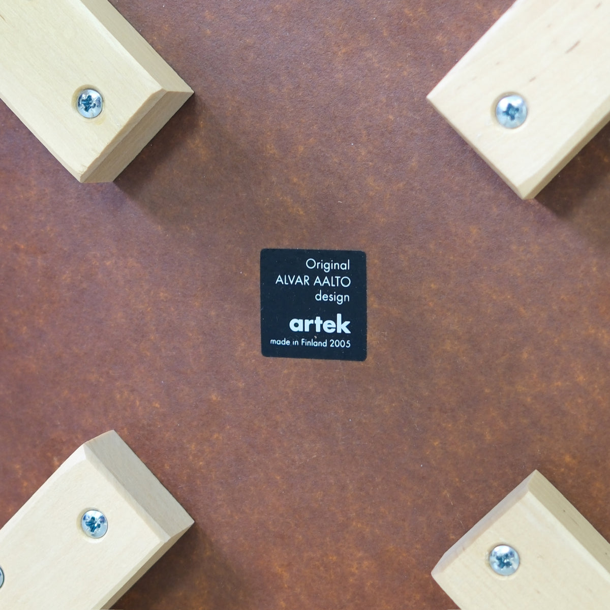 Artek E60 Stool with Bright Blue Laminate Seat by Alvar Aalto
