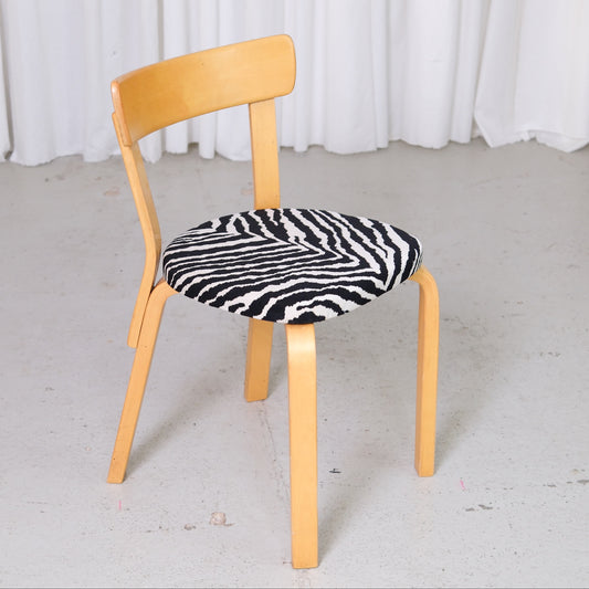 Artek Chair 69 with Zebra Upholstery by Alvar Aalto