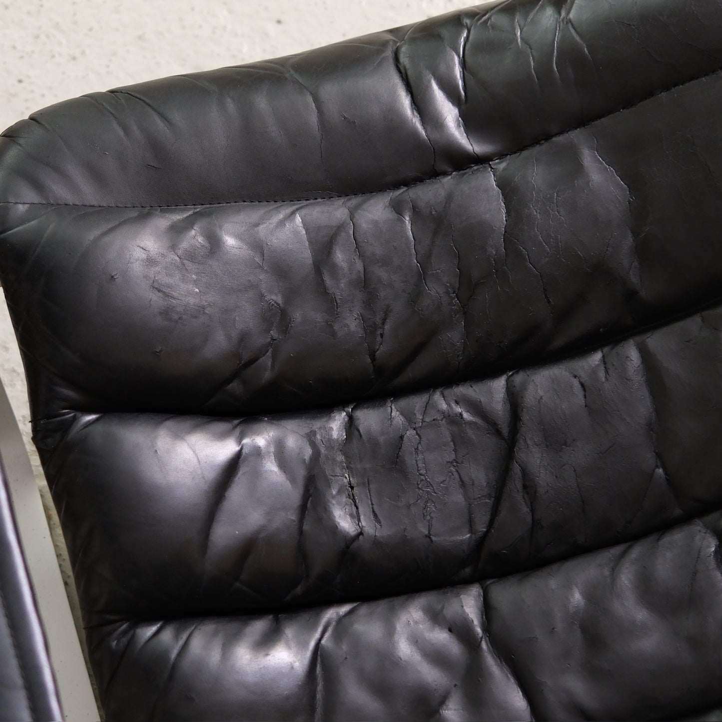 Ilmari Lappalainen Pulkka Lounge Chair and Ottoman in Black Leather, Asko Export