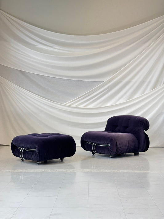 Soriana armchair with ottoman by Tobia Scarpa for Cassina
