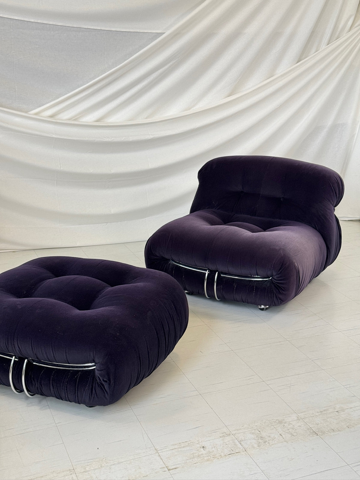 Soriana armchair with ottoman by Tobia Scarpa for Cassina