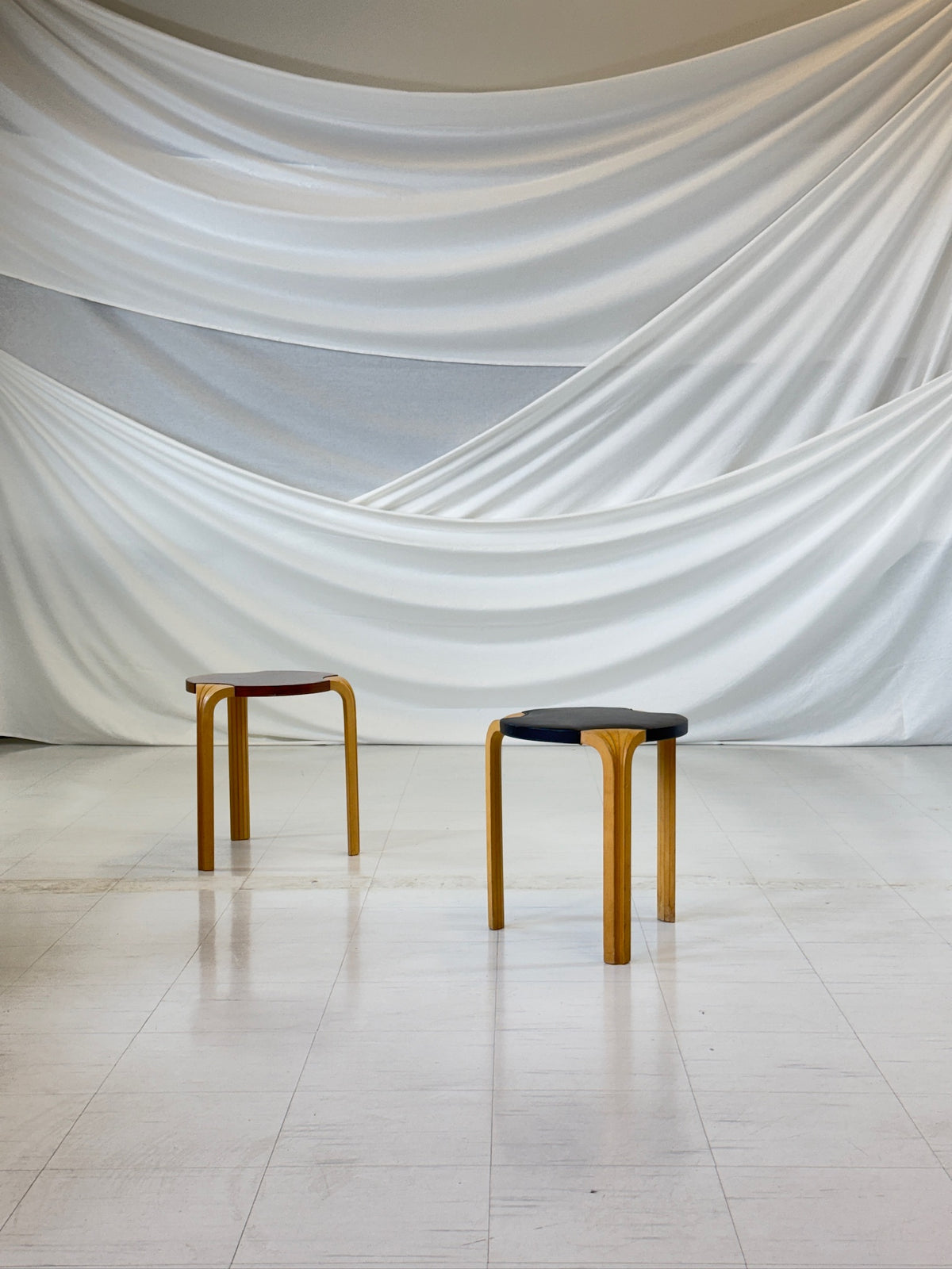 Artek "Fan Leg" Stools Pair