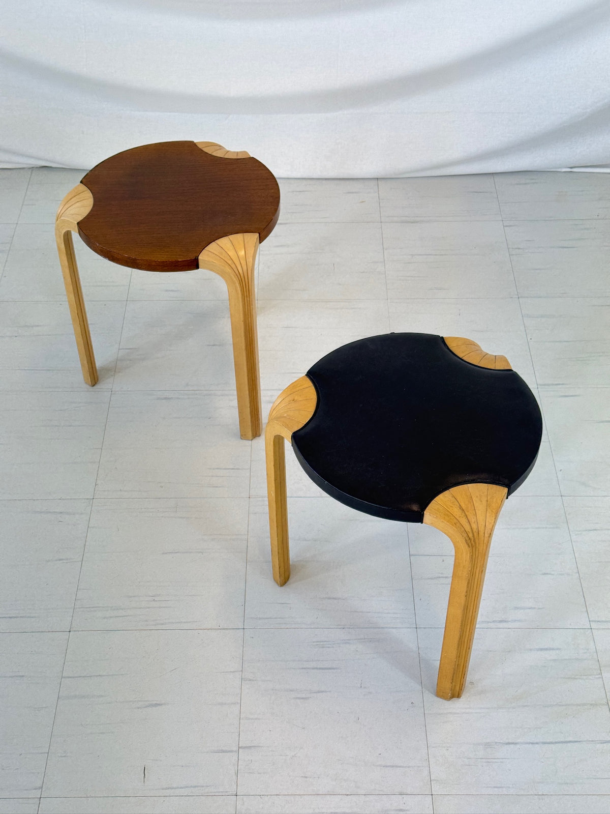 Artek "Fan Leg" Stools Pair