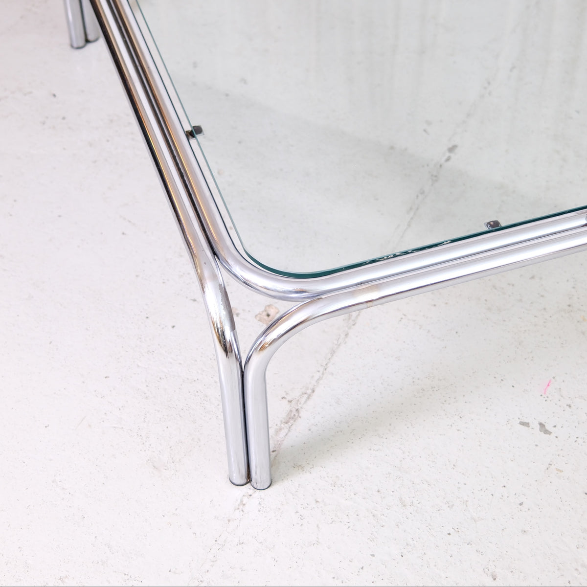 Vintage Italian Chrome and Glass Coffee Table