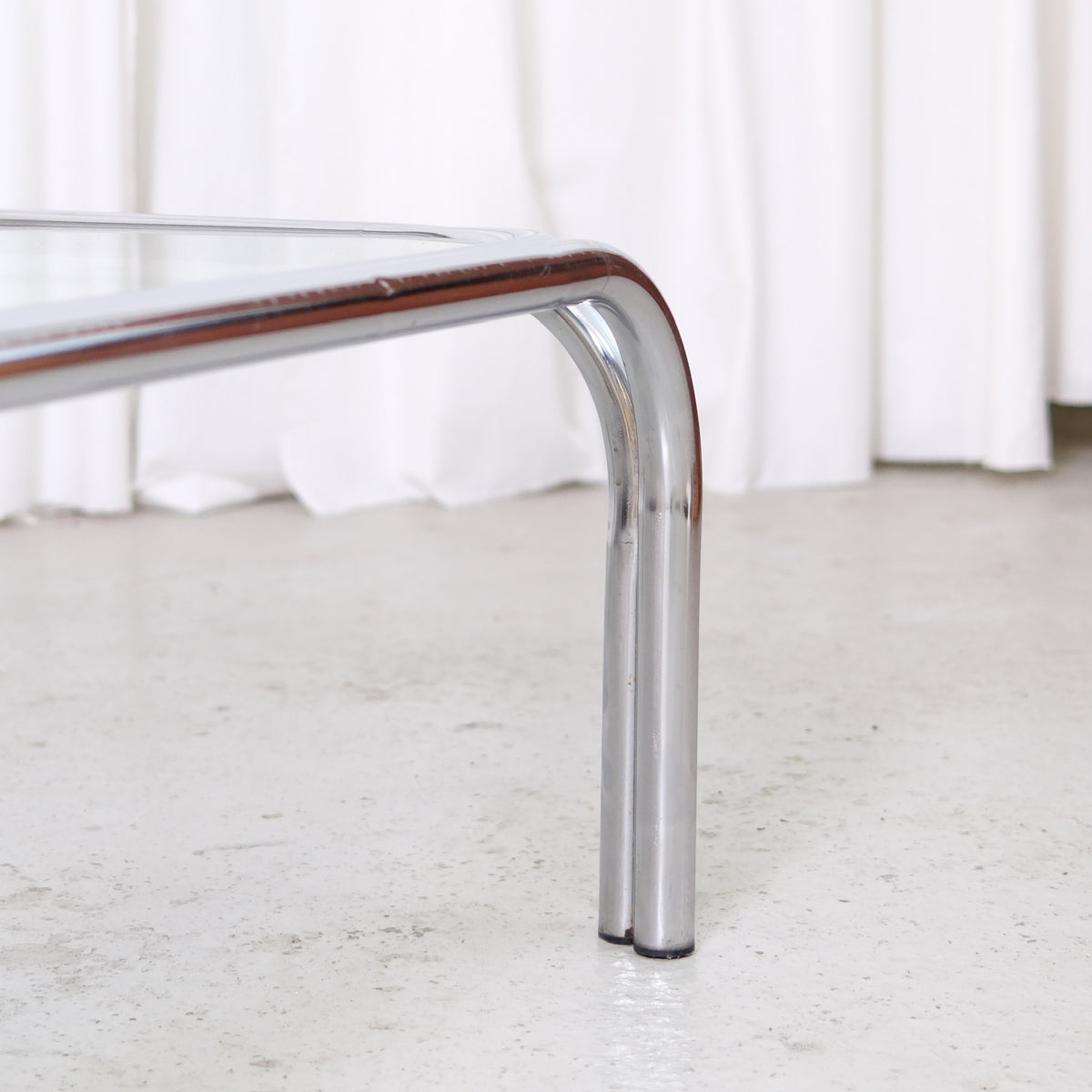 Vintage Italian Chrome and Glass Coffee Table