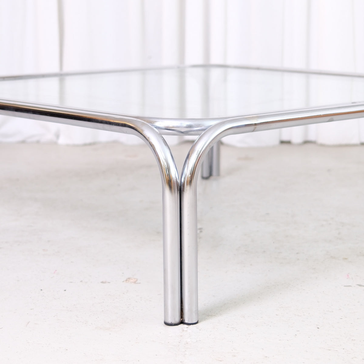 Vintage Italian Chrome and Glass Coffee Table