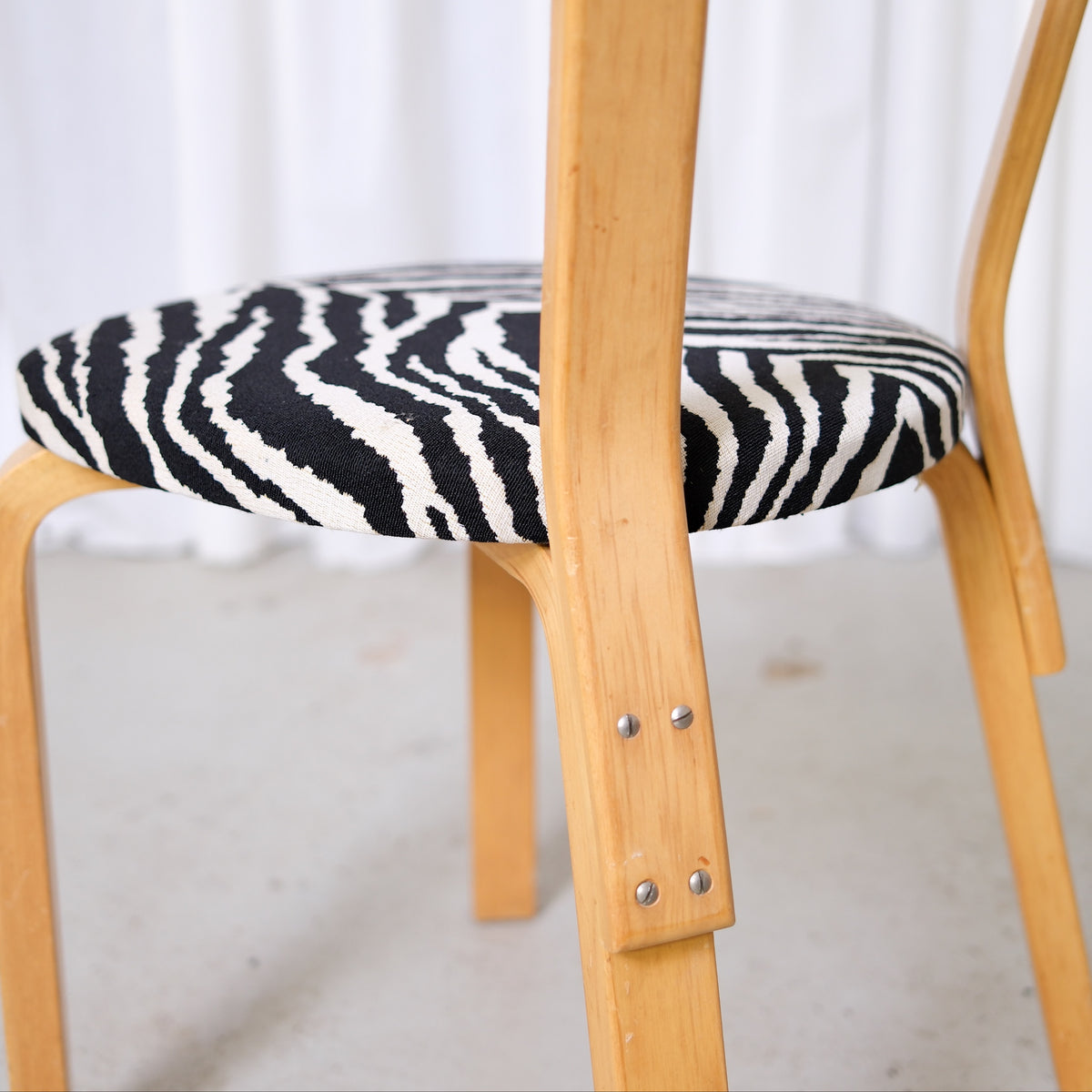 Artek Chair 69 with Zebra Upholstery by Alvar Aalto