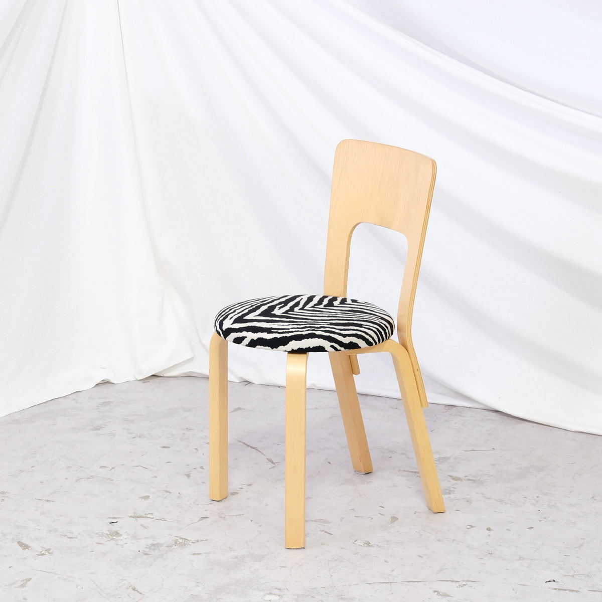 Alvar Aalto Chair 66 for Artek Zebra Upholstery