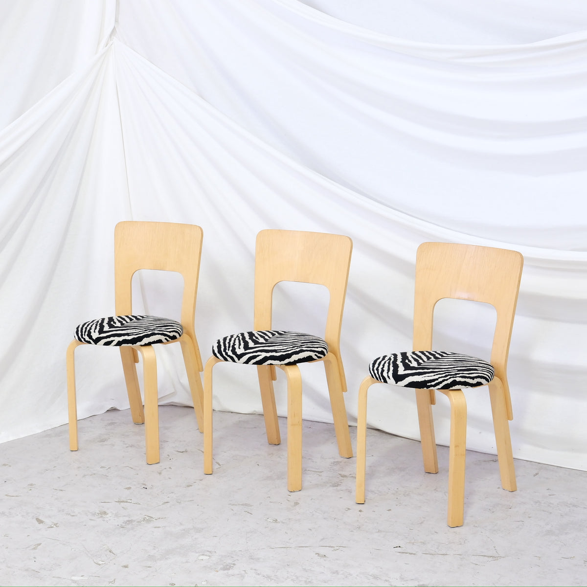 Alvar Aalto Chair 66 for Artek Zebra Upholstery