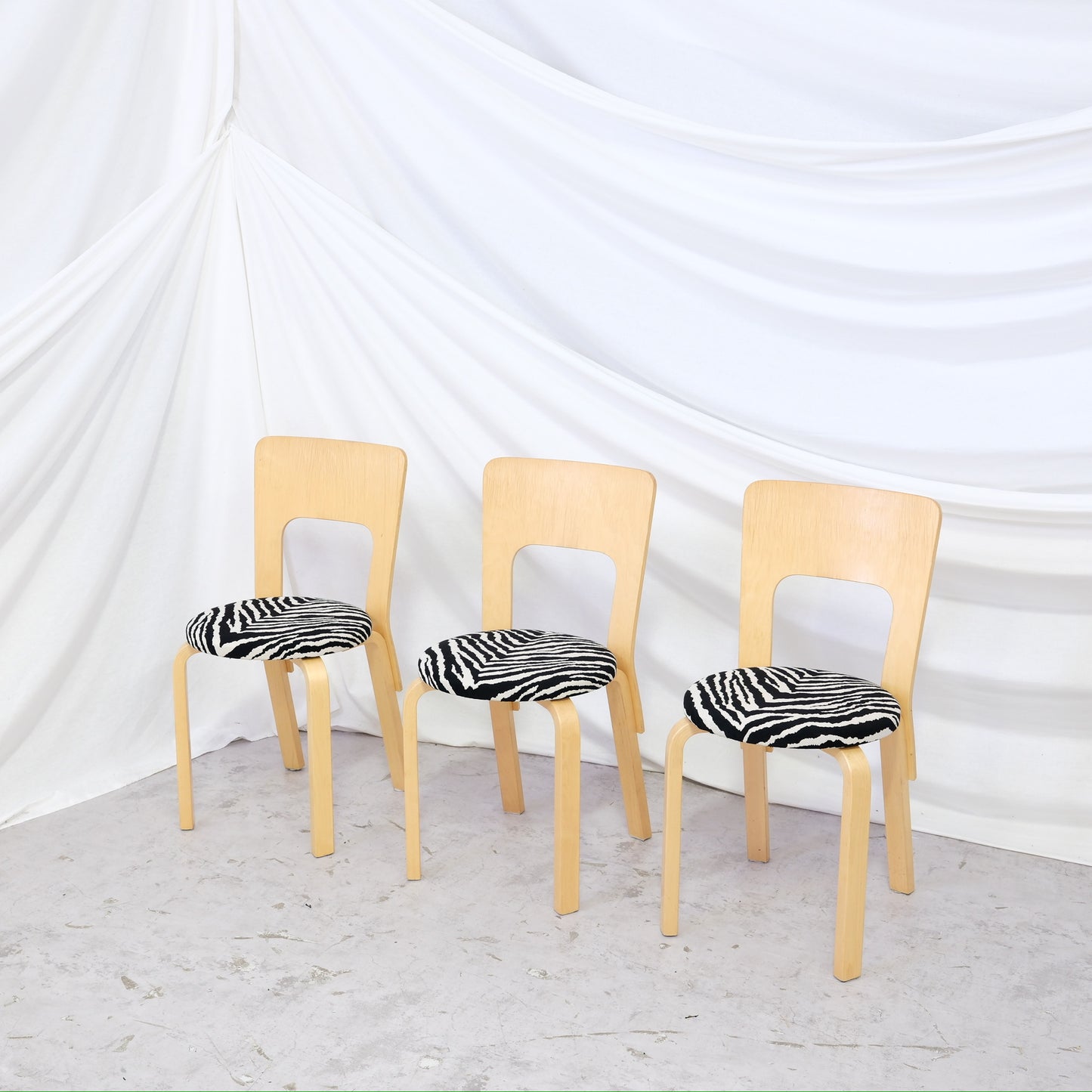 Alvar Aalto Chair 66 for Artek Zebra Upholstery