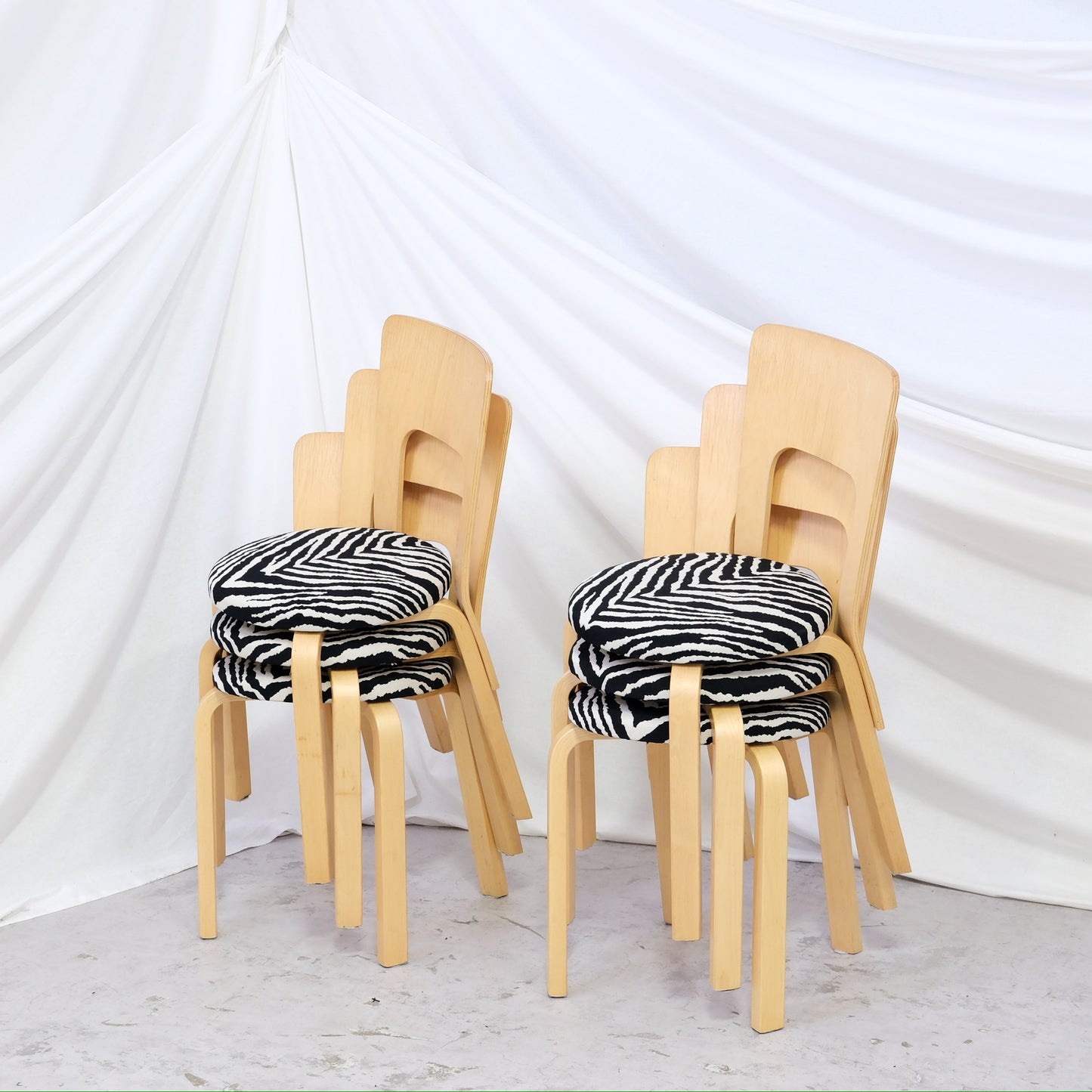 Alvar Aalto Chair 66 for Artek Zebra Upholstery