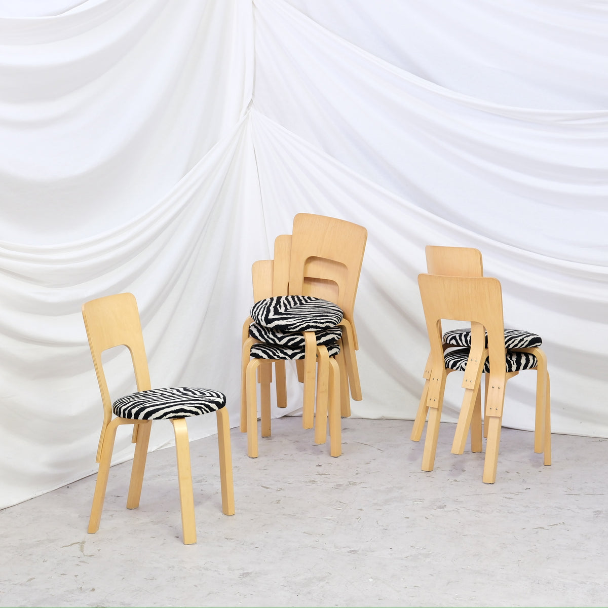 Alvar Aalto Chair 66 for Artek Zebra Upholstery