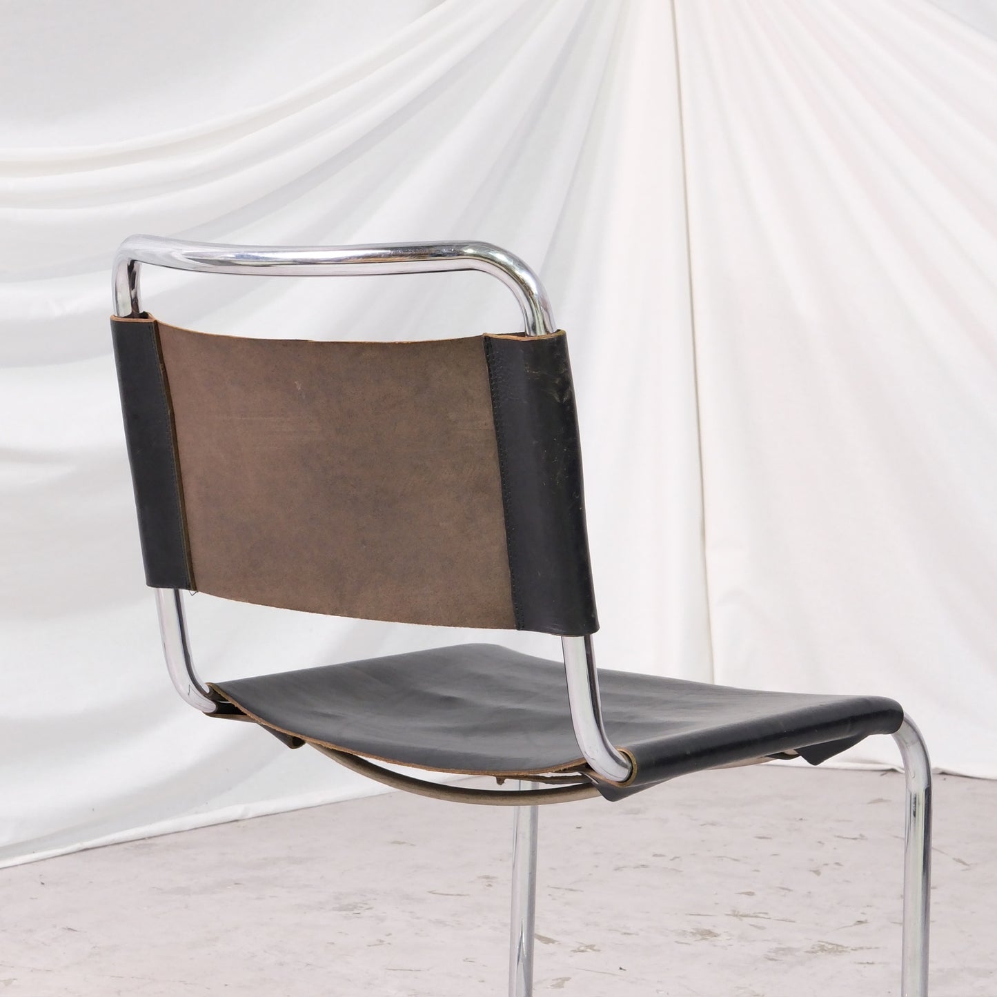 Vintage Mart Stam Cantilever Chairs in Chrome and Black Leather