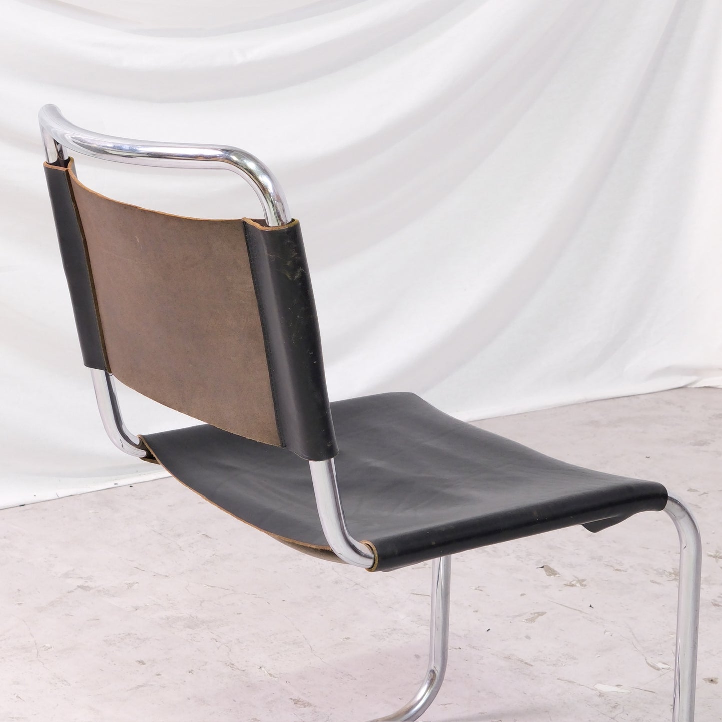 Vintage Mart Stam Cantilever Chairs in Chrome and Black Leather