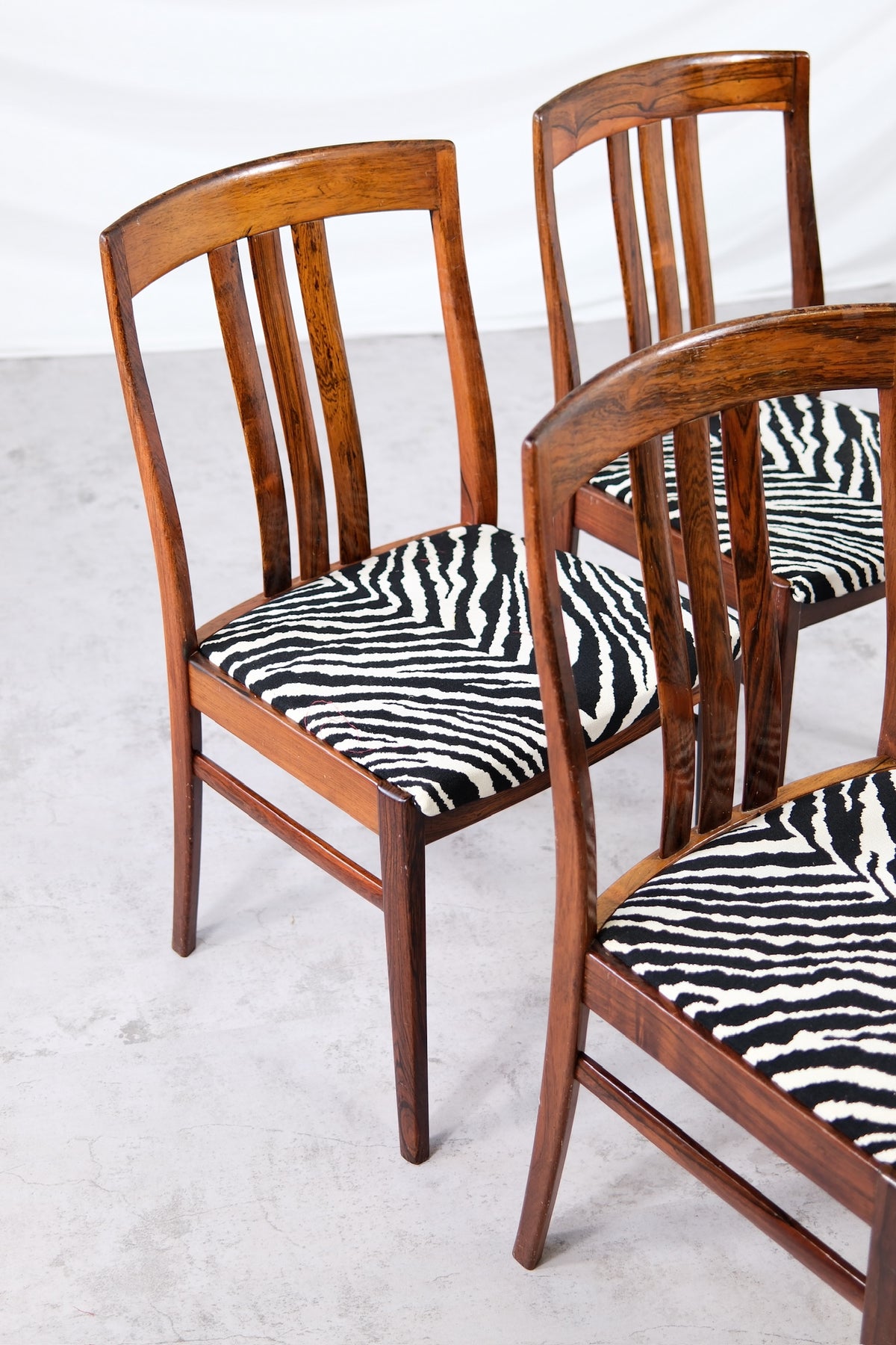 Vintage Rosewood Dining Chairs Zebra Upholstery