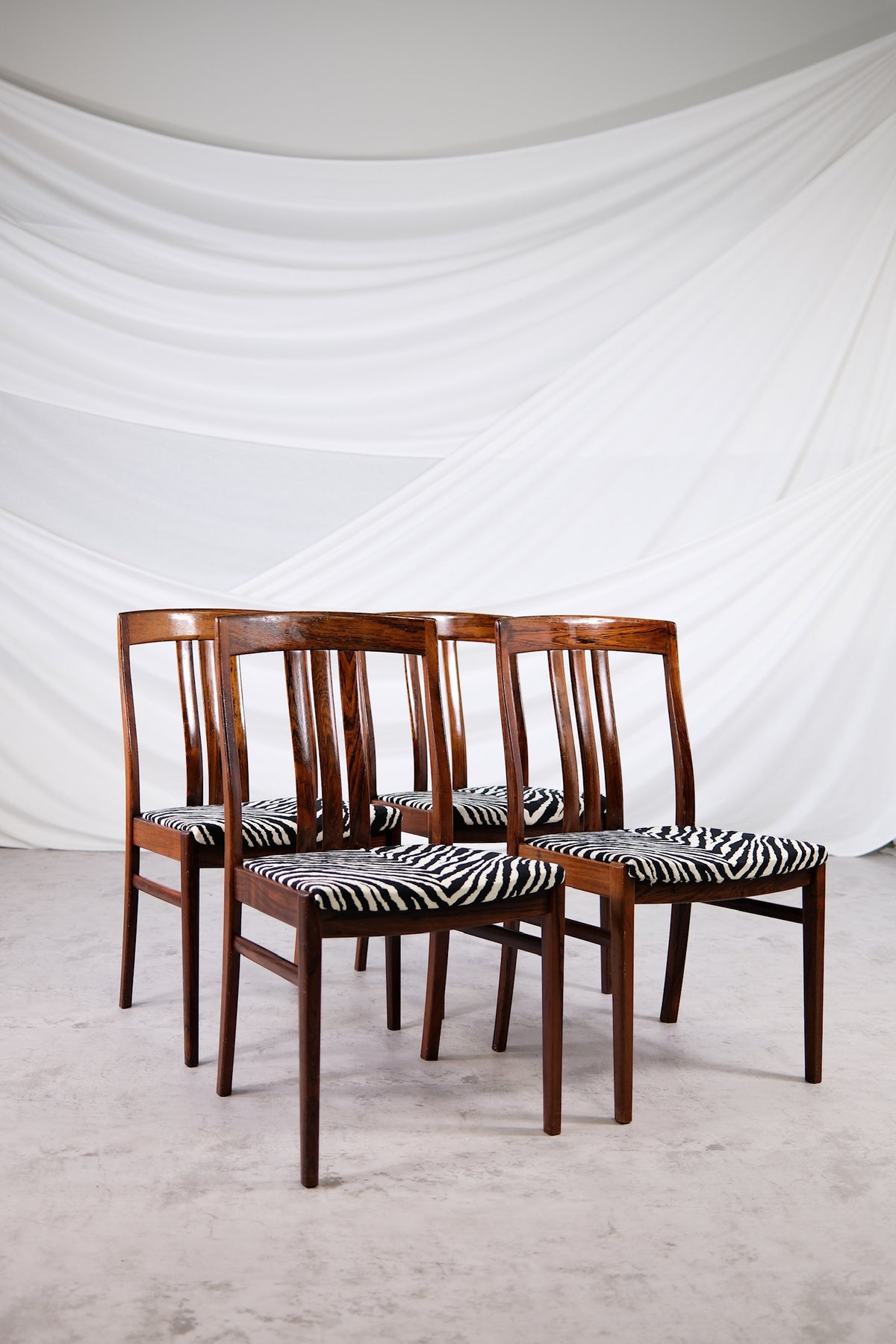 Vintage Rosewood Dining Chairs Zebra Upholstery
