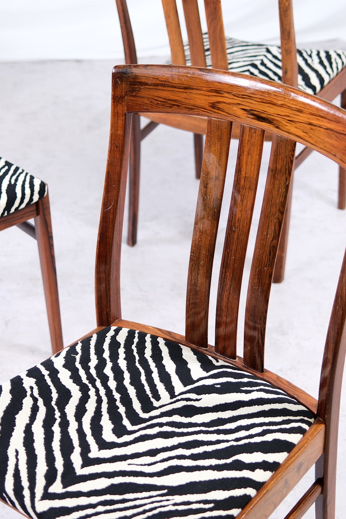 Vintage Rosewood Dining Chairs Zebra Upholstery