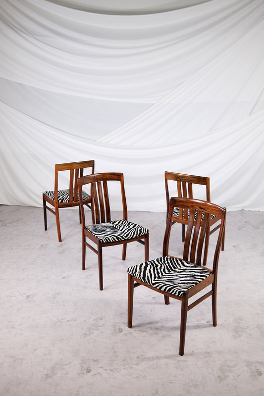 Vintage Rosewood Dining Chairs Zebra Upholstery