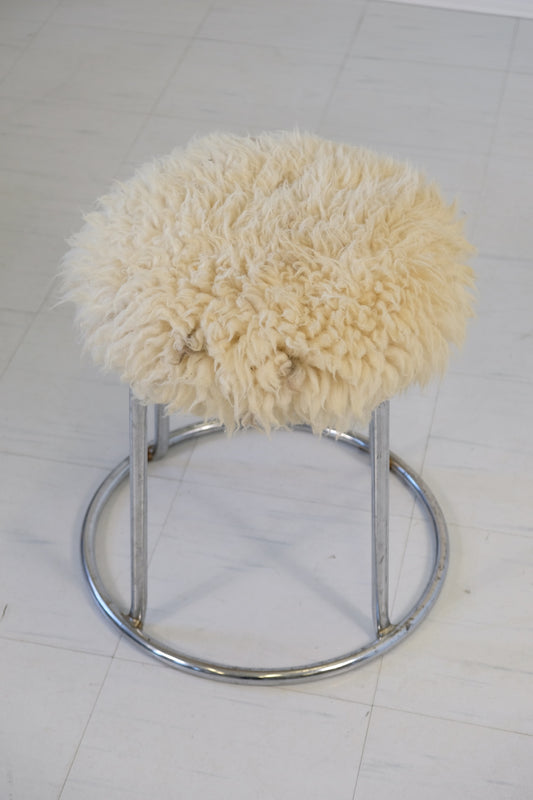 Vintage Sheep Skin Stool
