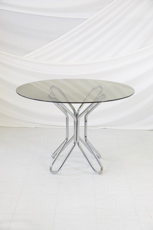 Vintage Chrome and Glass Dining Table
