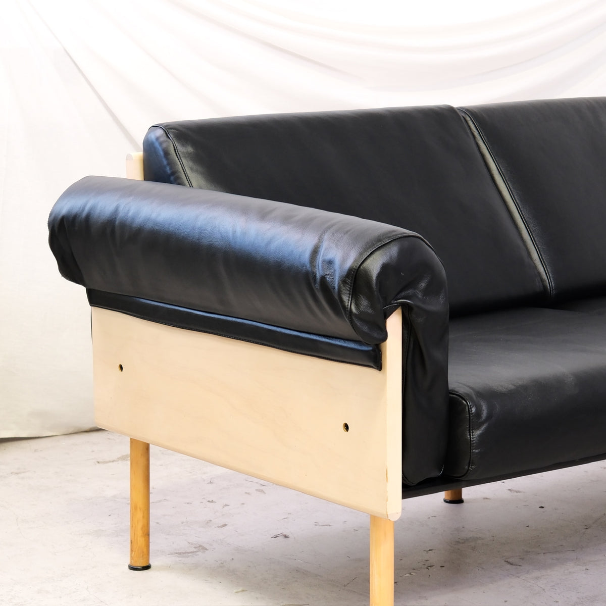 Yrjö Kukkapuro Ateljee 3-Seater Sofa for Avarte in Black Leather