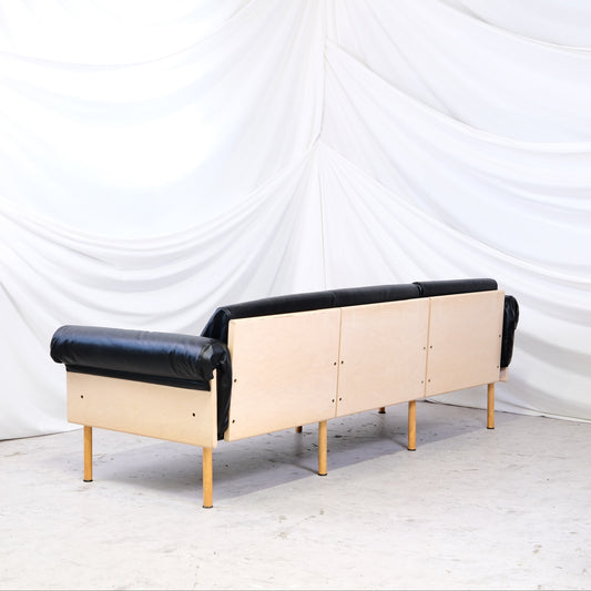 Yrjö Kukkapuro Ateljee 3-Seater Sofa for Avarte in Black Leather