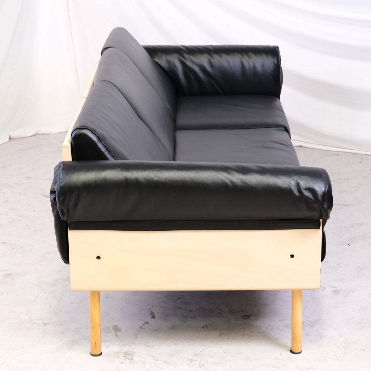 Yrjö Kukkapuro Ateljee 3-Seater Sofa for Avarte in Black Leather